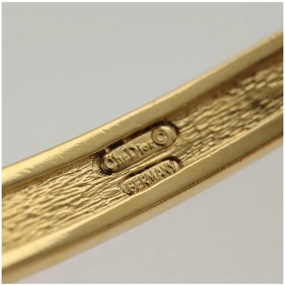 Dior Gold Curb Chain Bracelet W Logo Plaque White Accent - Picture 15 of 15